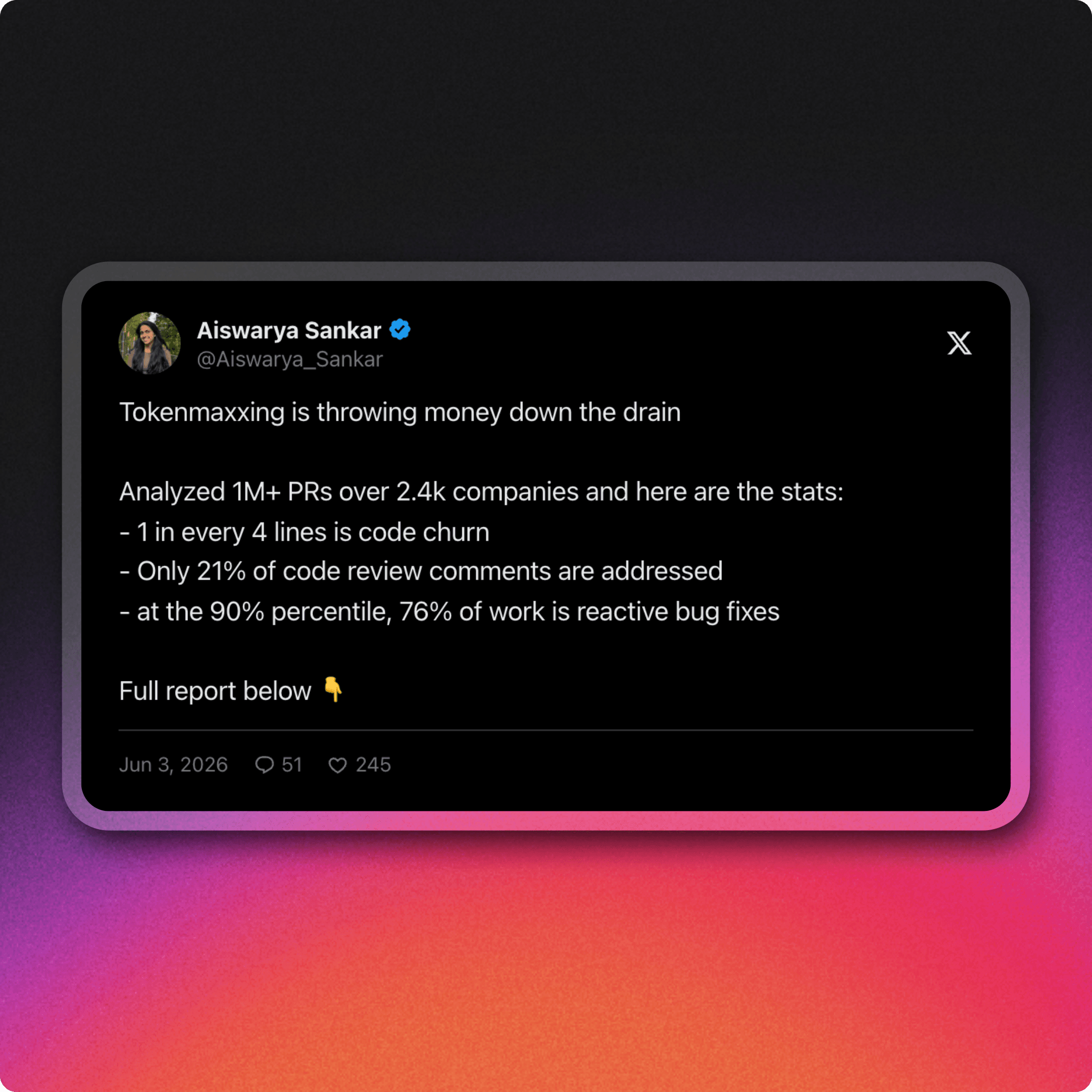 The real cost of AI-generated code post screenshot