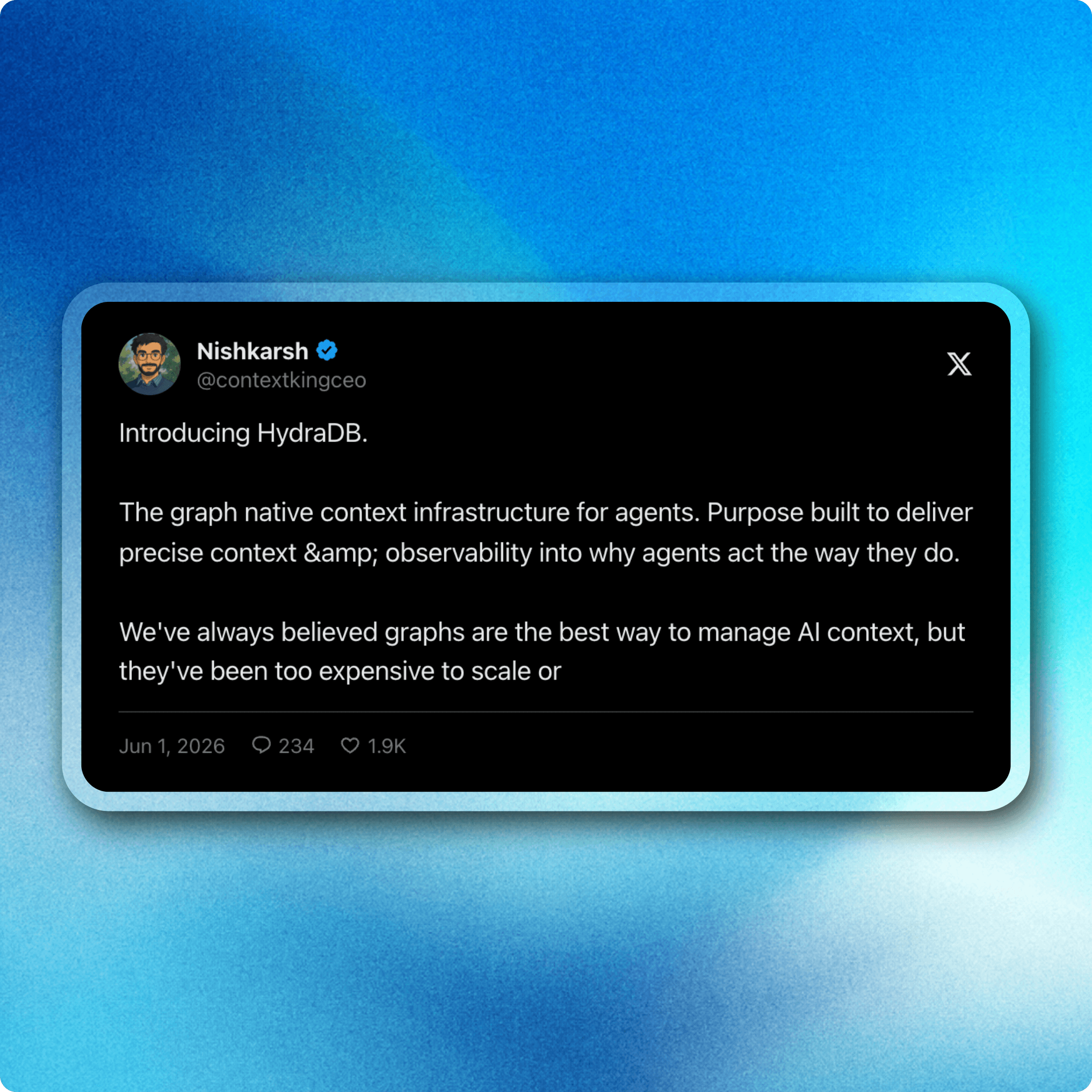 HydraDB launch post screenshot
